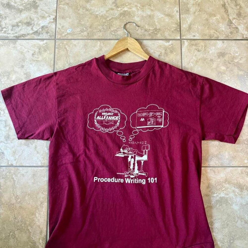 Vintage 1990s Procedure Writing 101 Tour Graphic Tee Shirt Large Hanes Beefy